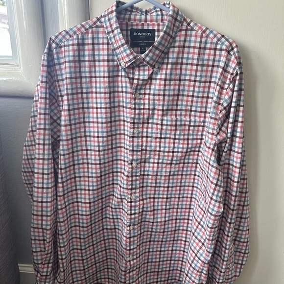 Bonobos Red and Blue Casual Button Down Shirt - Picture 1 of 6